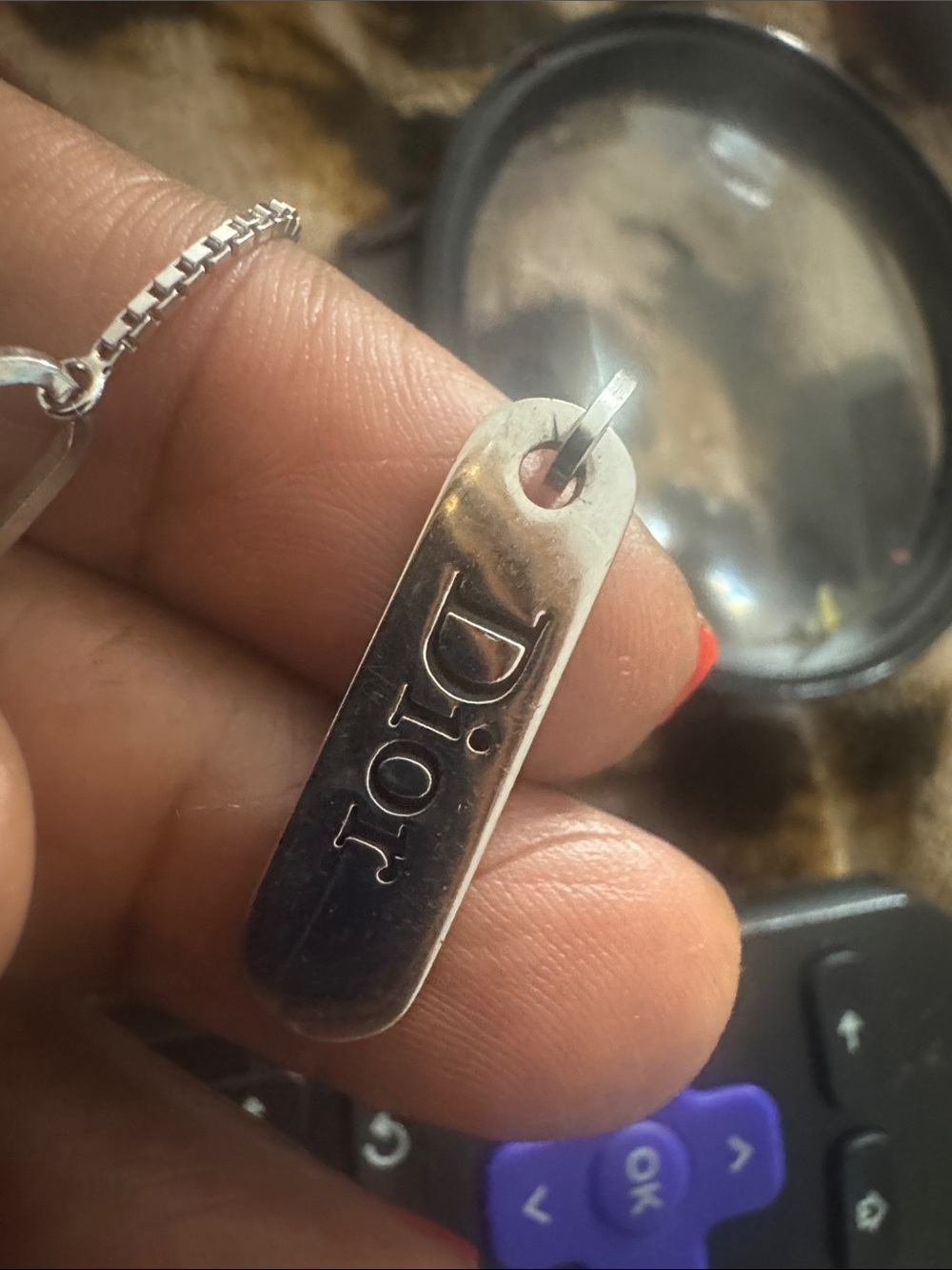 Dior Silver Chain Necklace with Logo Pendant - Picture 8 of 8